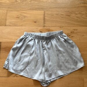 Lovers + Friends Light Blue Satin Elastic-Waist Shorts